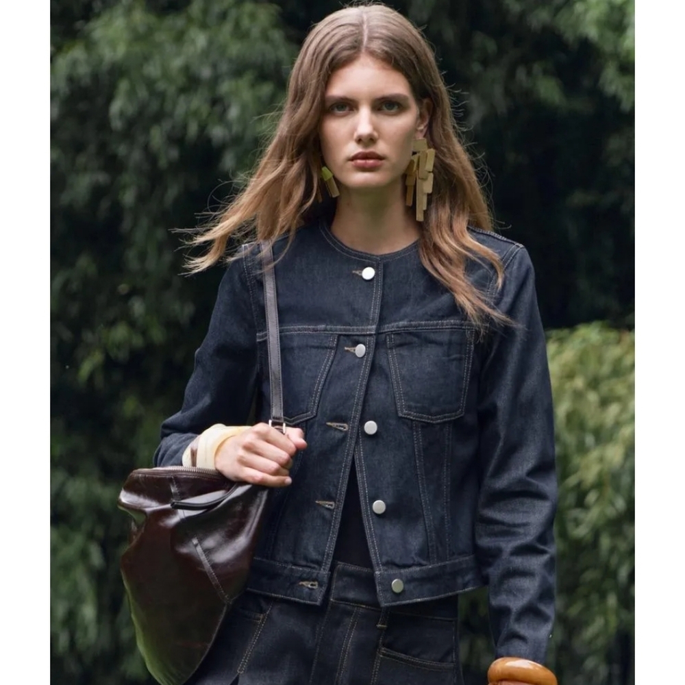 Zara Collection Blogger Fave Fitted Denim Blazer/Jacket Size Medium - Picture 6 of 12